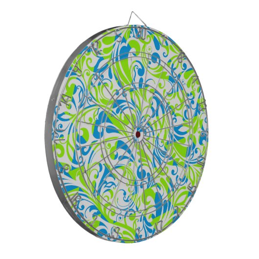 Cute blue green gemengde florale patronen dartbord (Voorkant Links)