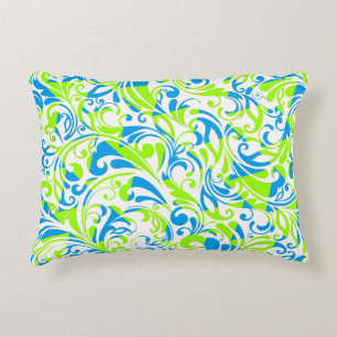 Cute blue green gemengde florale patronen decoratief kussen