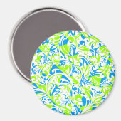 Cute blue green gemengde florale patronen magneet (Voorkant / Achterkant)