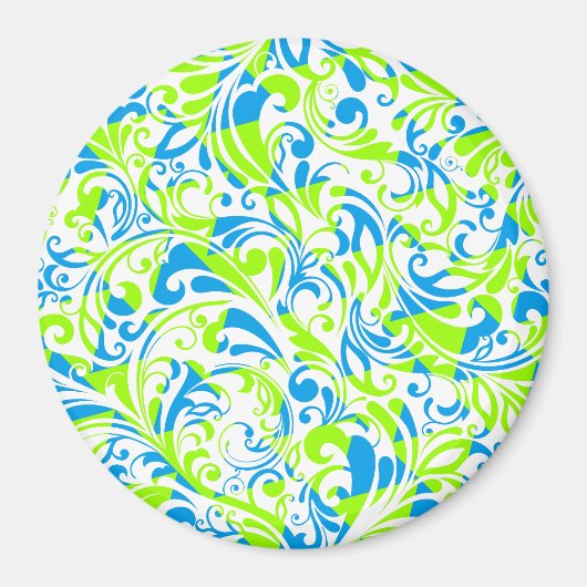 Cute blue green gemengde florale patronen magneet (Voorkant)