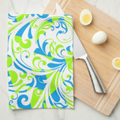 Cute blue green gemengde florale patronen theedoek (Quarter Fold)