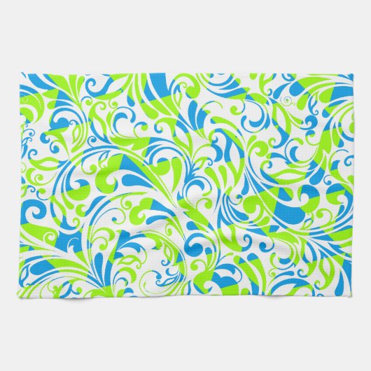 Cute blue green gemengde florale patronen theedoek (Horizontaal)