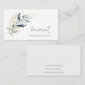 Cute Blue Green Gold Leafy Botanical Floral Bunch Visitekaartje (Voorkant / Achterkant)