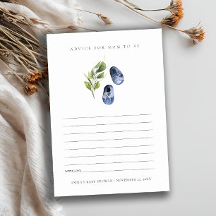 Cute Blue Green Leafy Advice for Mum Baby shower Informatiekaartje