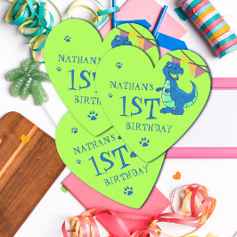 Cute Blue Green Paw Dinosaur Thmed Birthday Party Kartonnen Onderzetters