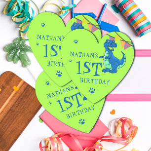 Cute Blue Green Paw Dinosaur Thmed Birthday Party Kartonnen Onderzetters