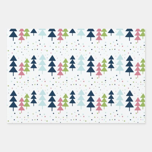 Cute Blue Green Roze kerstboom - cadeau Inpakpapier Vel (Voorkant 3)