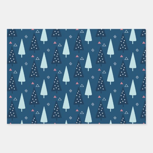 Cute Blue Green Roze kerstboom - cadeau Inpakpapier Vel (Voorkant 2)