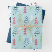 Cute Blue Green Roze kerstboom - cadeau Inpakpapier Vel (In situ)