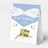 Cute Blue Green Truck First Birthday Party Bedankdoosjes (Voorkant Zijde)