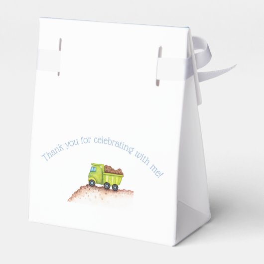 Cute Blue Green Truck First Birthday Party Bedankdoosjes (Achterkant)