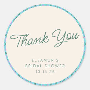 Cute  Blue Green Vrijgezellenfeest Hartelijk dank Ronde Sticker