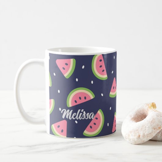 Cute Blue Green Watermeloen Fruit Koffiemok (Met donut)