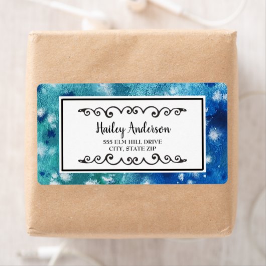 Cute Blue Green White Shipping Label (Insitu)