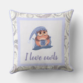 Cute Blue Grey Baby Owl Pet Cute Love Animal Kussen (Achterkant)