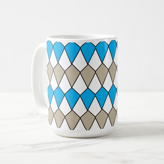 Cute Blue Grey Diamond Pattern Koffiemok (Voorkant links)