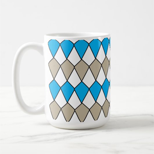 Cute Blue Grey Diamond Pattern Koffiemok (Links)