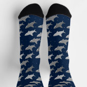 Cute Blue Grey Shark Pattern Sokken (Top)