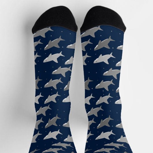 Cute Blue Grey Shark Pattern Sokken (Top)