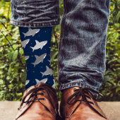 Cute Blue Grey Shark Pattern Sokken