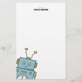 Cute Blue Hand Drawn Robot Briefpapier (Voorkant)