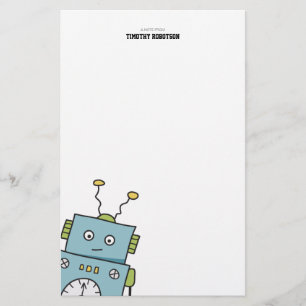 Cute Blue Hand Drawn Robot Briefpapier
