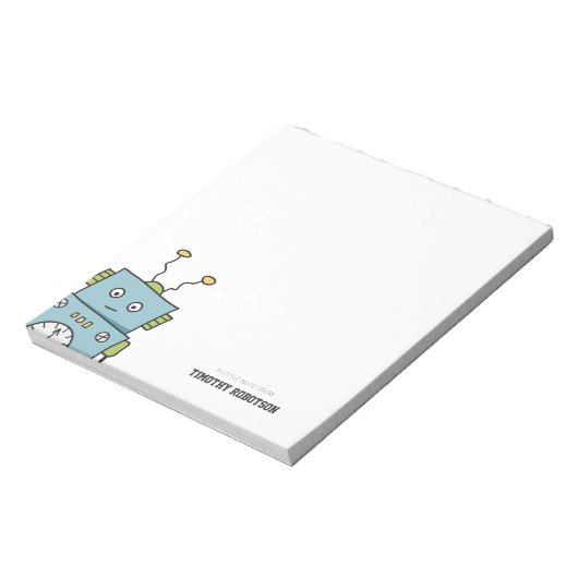Cute Blue Hand Drawn Robot Notitieblok (Linkerzijde)
