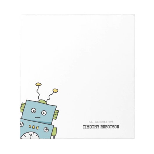 Cute Blue Hand Drawn Robot Notitieblok (Voorkant)
