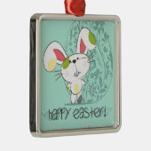 Cute Blue Happy cartoon bunny Metalen Ornament (Rechts)