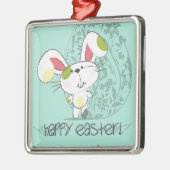 Cute Blue Happy cartoon bunny Metalen Ornament (Links)