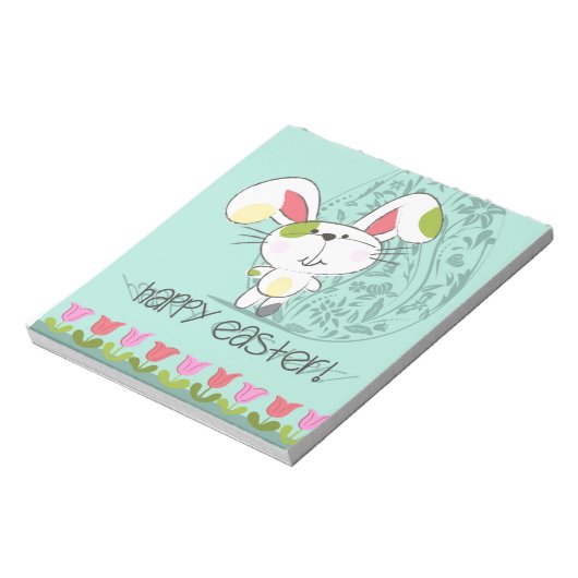 Cute Blue Happy cartoon bunny Notitieblok (Linkerzijde)