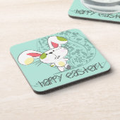 Cute Blue Happy cartoon bunny Onderzetter (Linkerzijde)