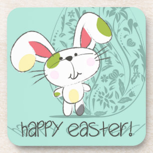 Cute Blue Happy cartoon bunny Onderzetter