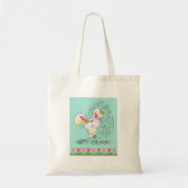 Cute Blue Happy cartoon bunny Tote Bag (Voorkant)