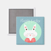 Cute blue Happy-oosterse bunny magnet (Voorkant / Achterkant)