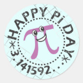 Cute Blue Happy Pi Day © - Pi Day Gift Stickers (Voorkant)
