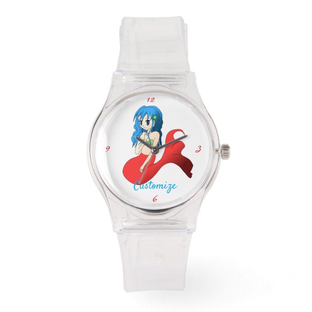 Cute Blue-haring Mermaid Thunder_Cove Horloge (Voorkant)