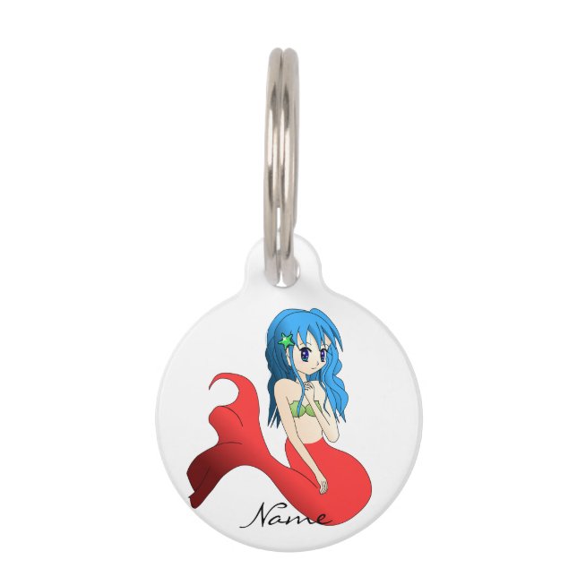 Cute Blue-haring Mermaid Thunder_Cove Huisdierpenning (Voorkant)