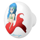 Cute Blue-haring Mermaid Thunder_Cove Keramische Knop (Rechts)