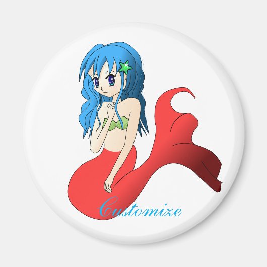 Cute Blue-haring Mermaid Thunder_Cove Magneet (Voorkant)