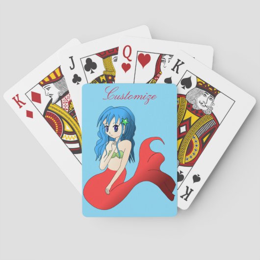 Cute Blue-haring Mermaid Thunder_Cove Pokerkaarten (Achterkant)