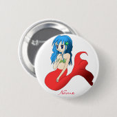 Cute Blue-haring Mermaid Thunder_Cove Ronde Button 5,7 Cm (Voorkant /achterkant)