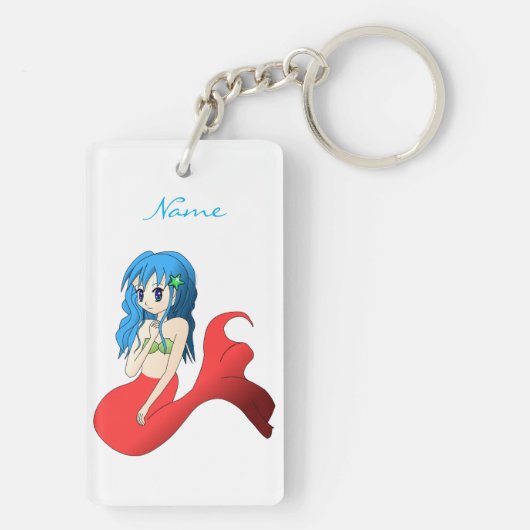 Cute Blue-haring Mermaid Thunder_Cove Sleutelhanger (achterkant)