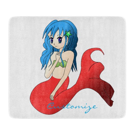 Cute Blue-haring Mermaid Thunder_Cove Snijplank (Voorkant)