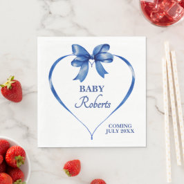 Cute Blue Heart Boy Baby Shower Servet