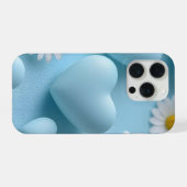 Cute Blue Heart Floral Phone Sticker iPhone Hoesje (Achterkant horizontaal)