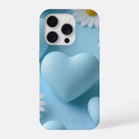 Cute Blue Heart Floral Phone Sticker iPhone Hoesje (Achterkant)