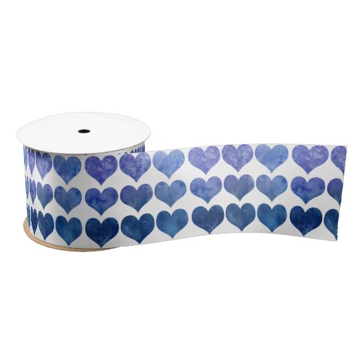 Cute Blue Heart Pattern Satijnen Lint (Spoel)