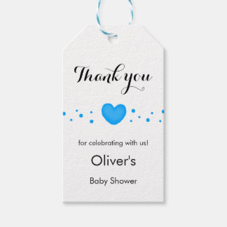 Cute Blue Heart Thank You Baby Shower Gift Tags Cadeaulabel