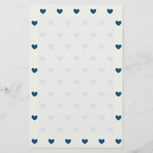 Cute Blue Hearts Patroon Briefpapier (Voorkant)